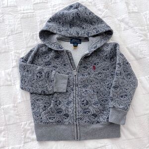 Ralph Lauren Toddler Bear Print Zip‎ hoodie jacket 2T